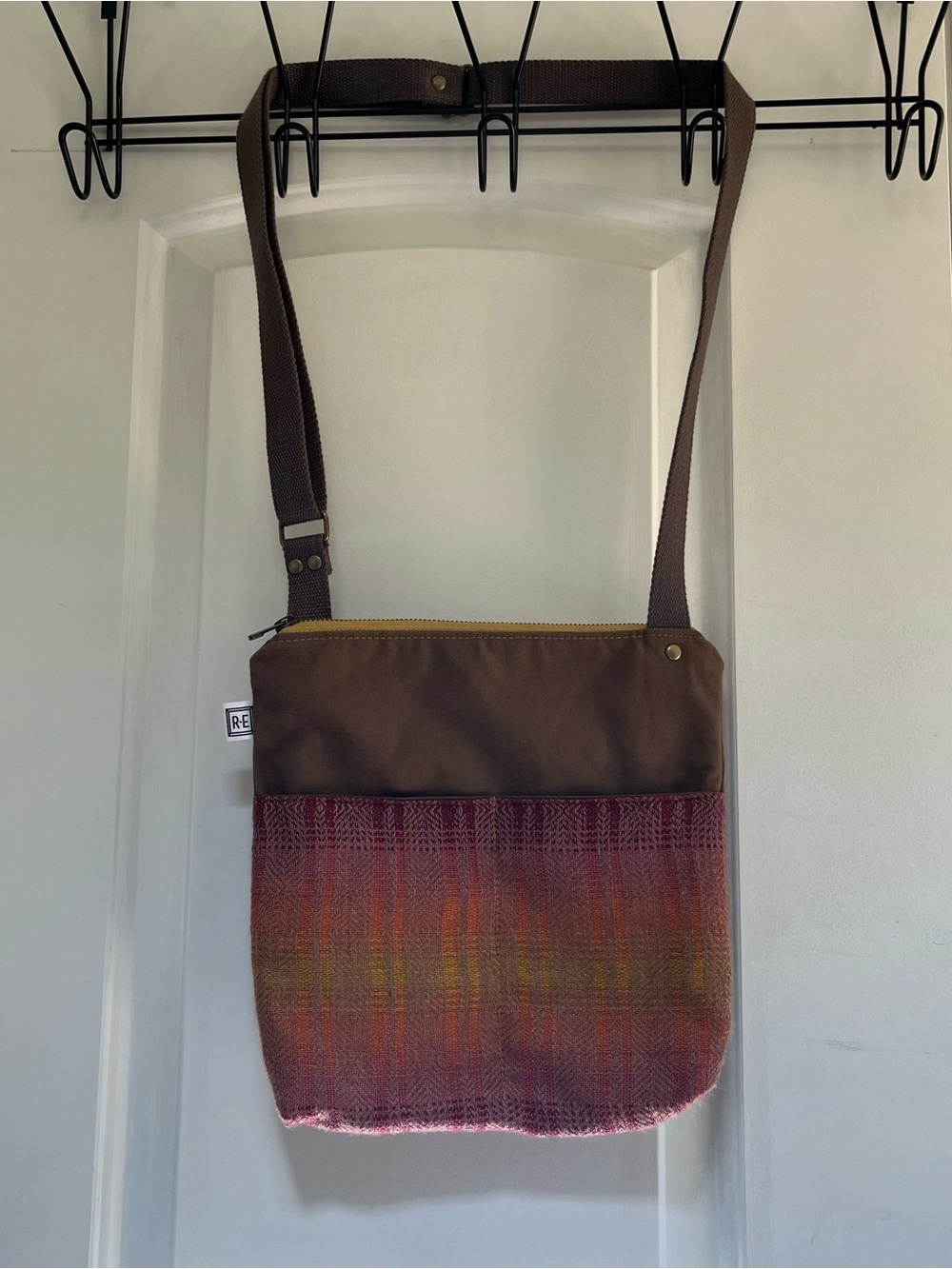 NWOT Rachel Elise Handwoven Textile Crossbody Bag - Sunset Plaid Vegan Canvas